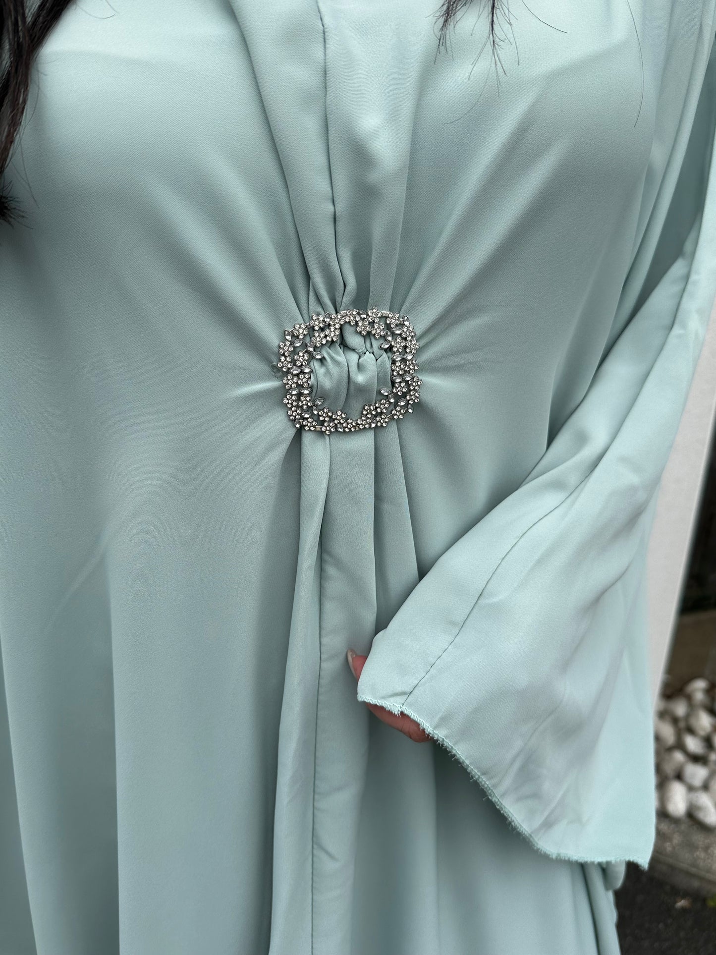 Abaya bijoux vert d’eau